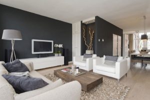 Decorating Room with White Furniture Dark Walls