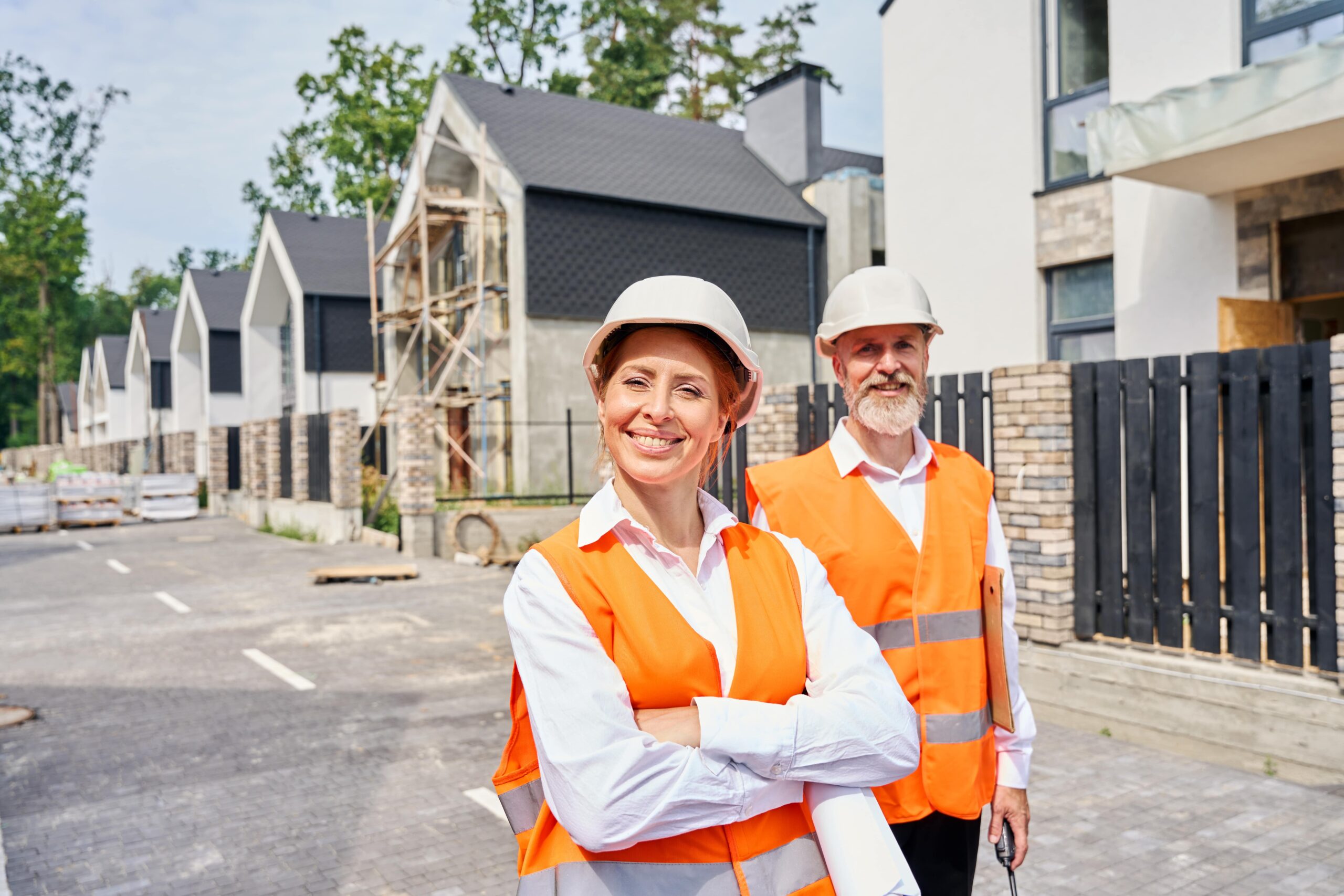 Two Human background construction site