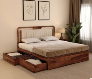 double bed design from wooden street
