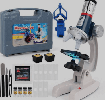 Kids Microscope on study table with slides