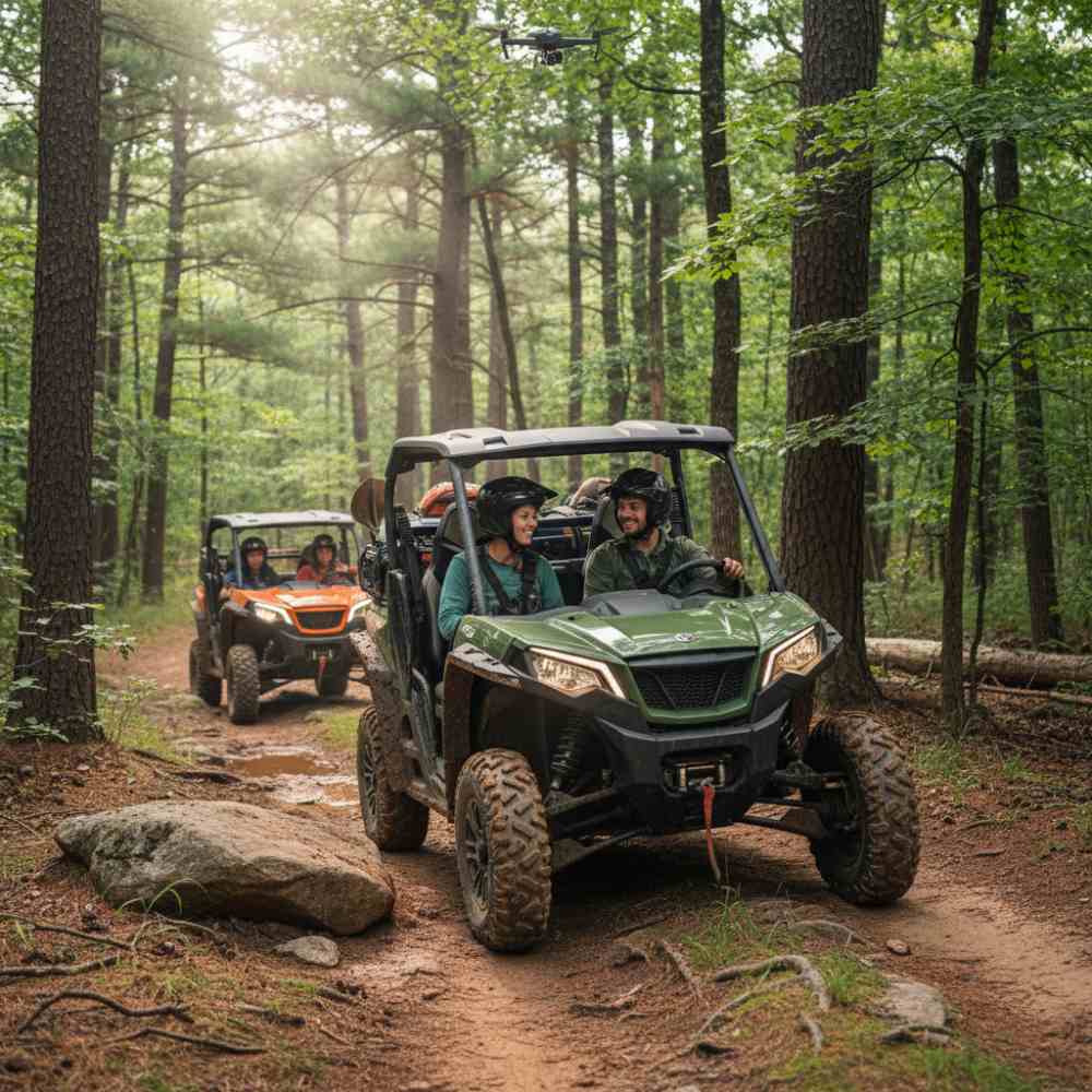 peoply enjoying ride on Side by Side UTV